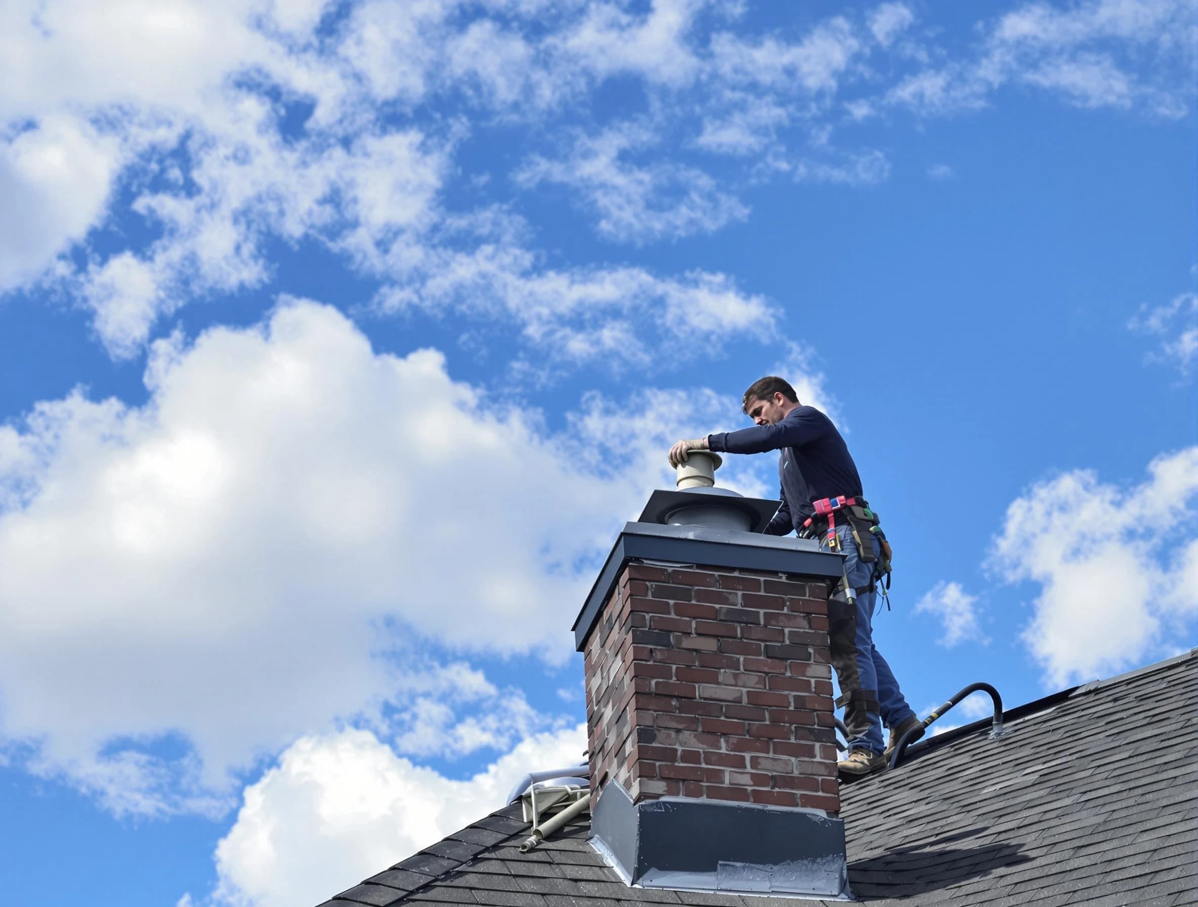 Lodi Chimney Sweep installing a sturdy chimney cap in Lodi, NJ