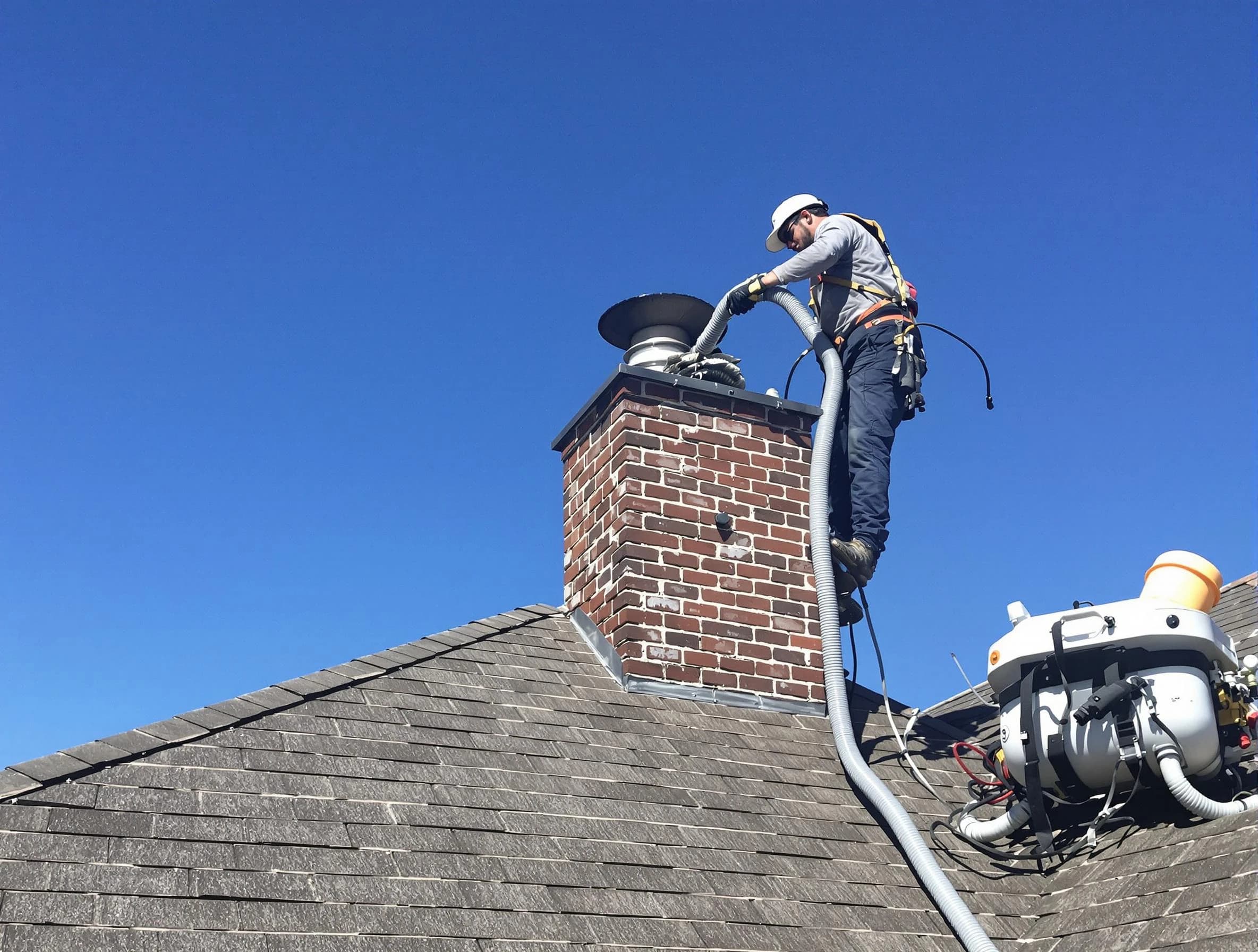 Dedicated Lodi Chimney Sweep team member cleaning a chimney in Lodi, NJ