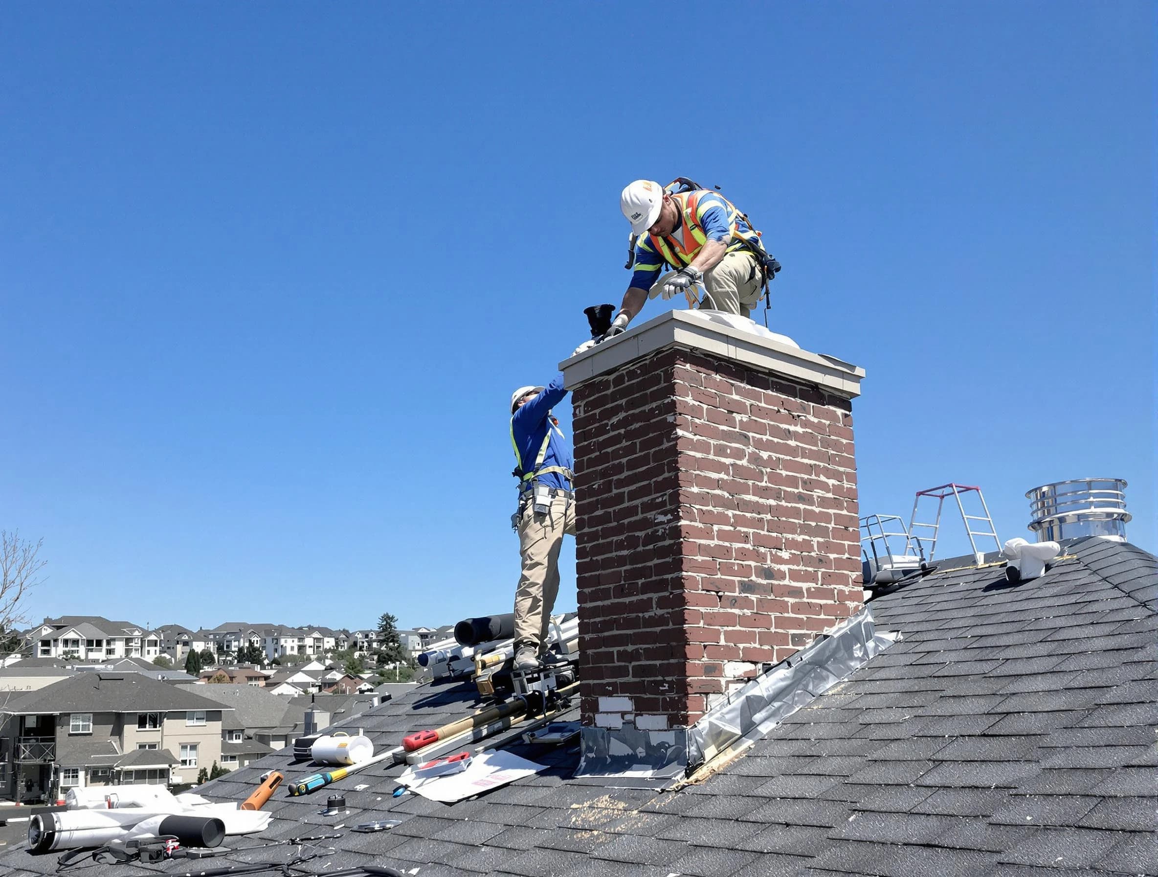 Lodi Chimney Sweep repairing a chimney crown in Lodi, NJ