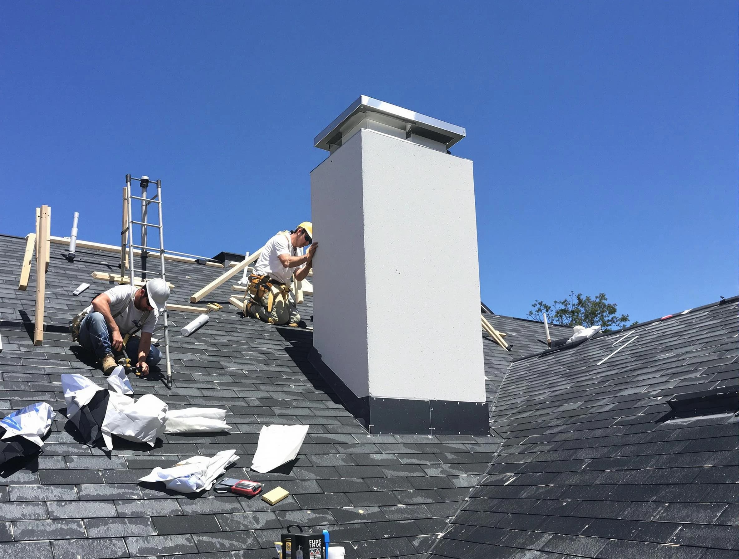 Lodi Chimney Sweep crew installing a new chimney in Lodi, NJ