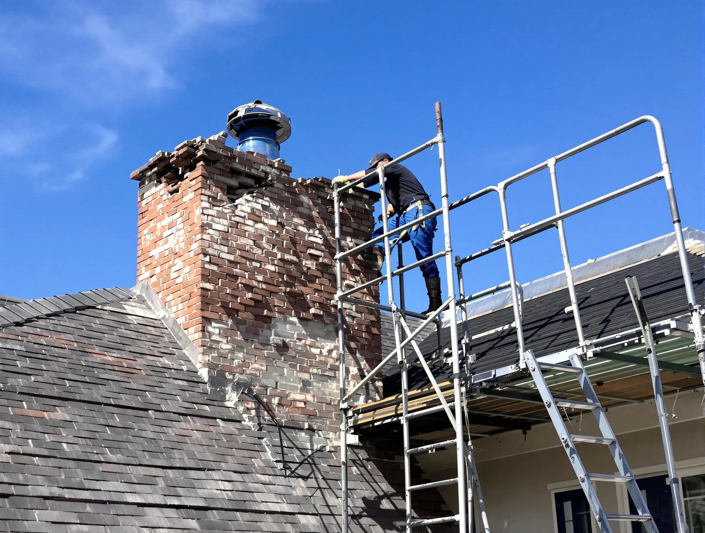 Rebuilding a chimney structure by Lodi Chimney Sweep in Lodi, NJ