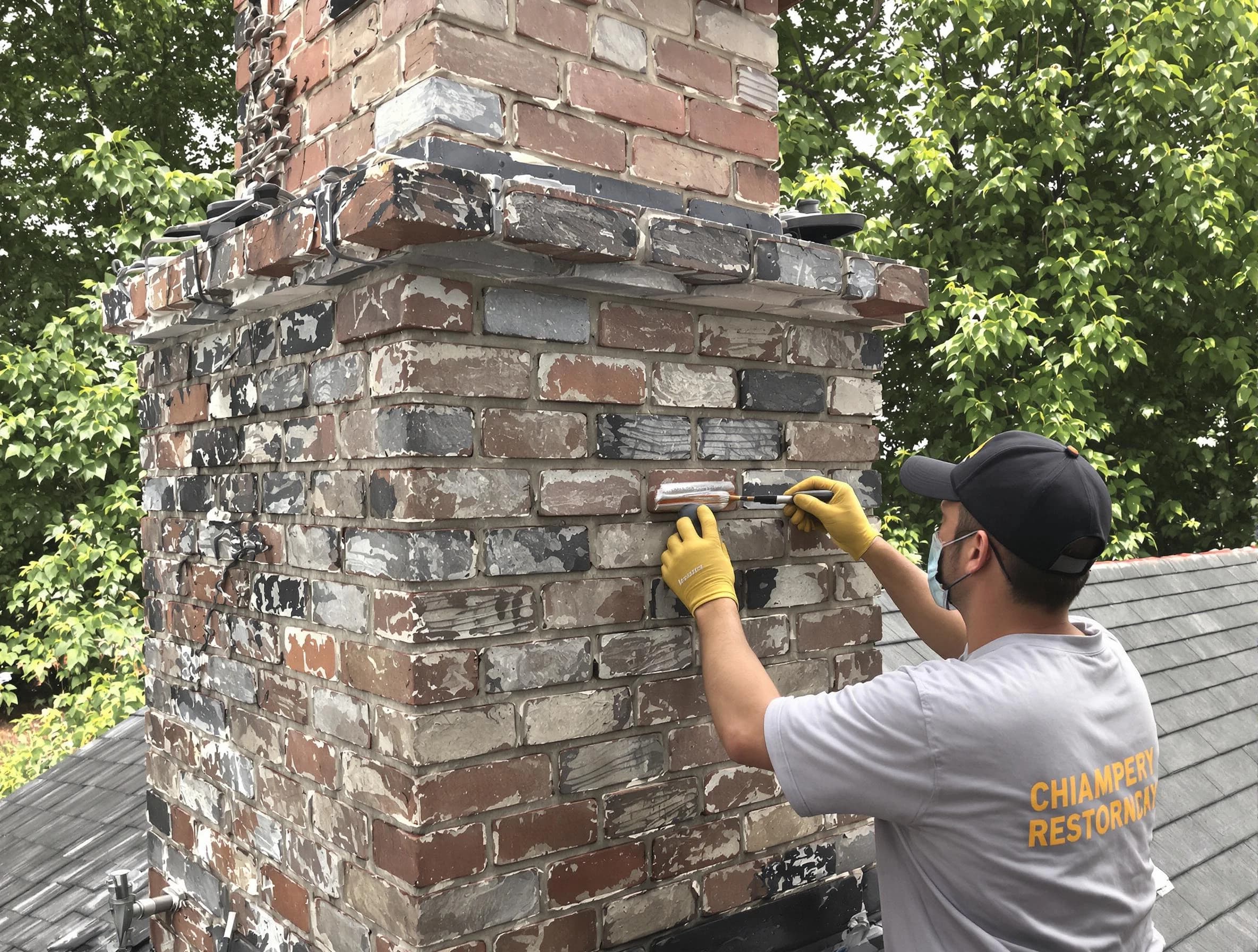 In-progress chimney restoration by Lodi Chimney Sweep in Lodi, NJ
