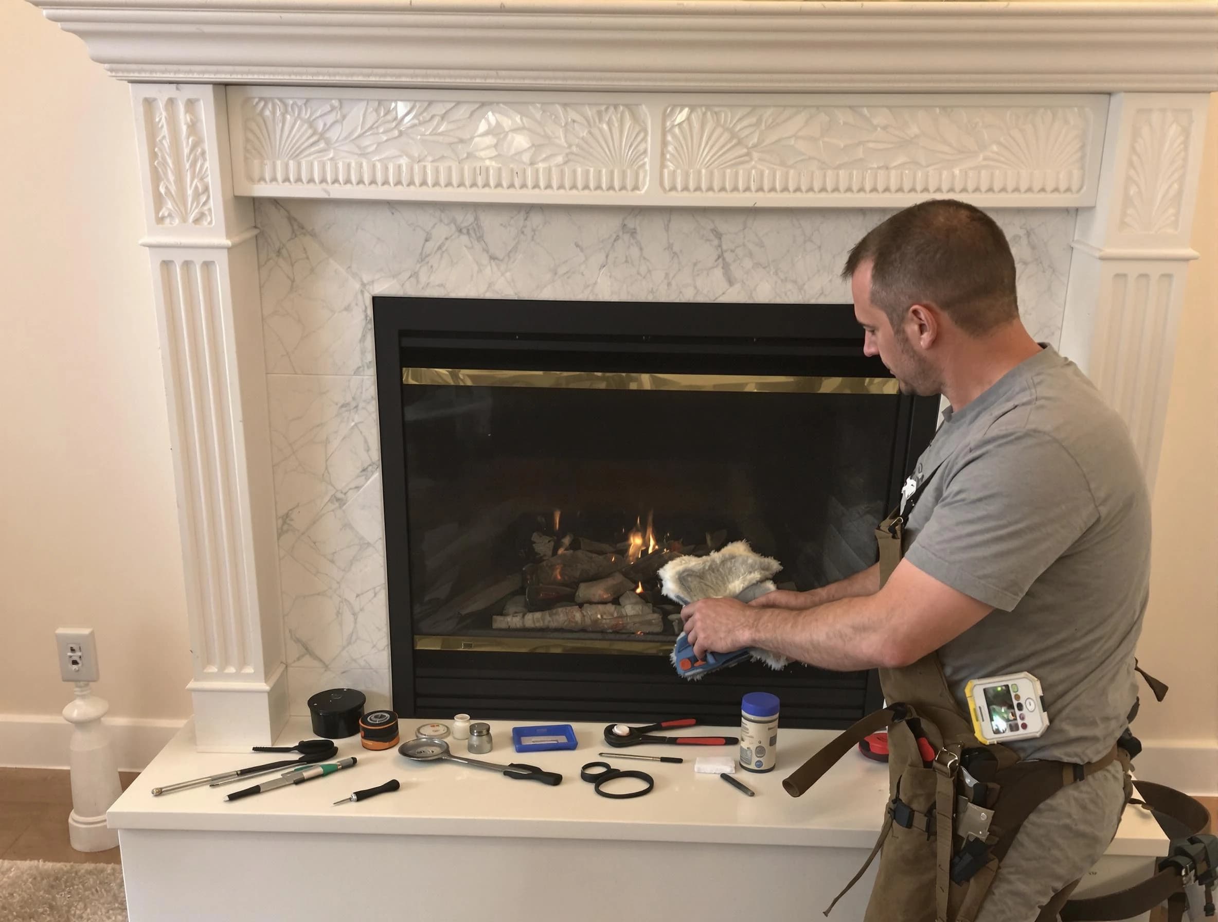Lodi Chimney Sweep performing fireplace maintenance in Lodi, NJ