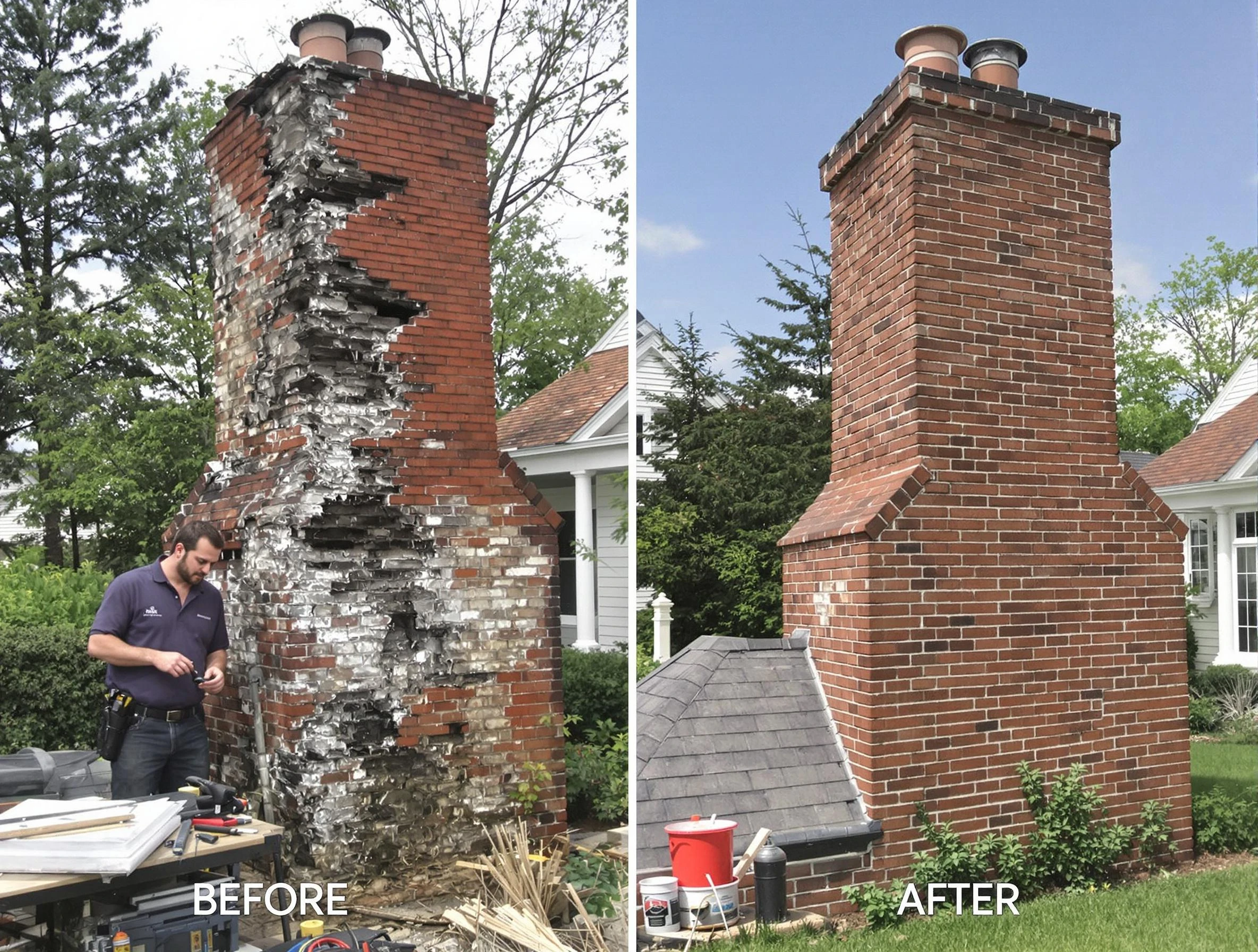 Lodi Chimney Sweep performing a full chimney restoration in Lodi, NJ